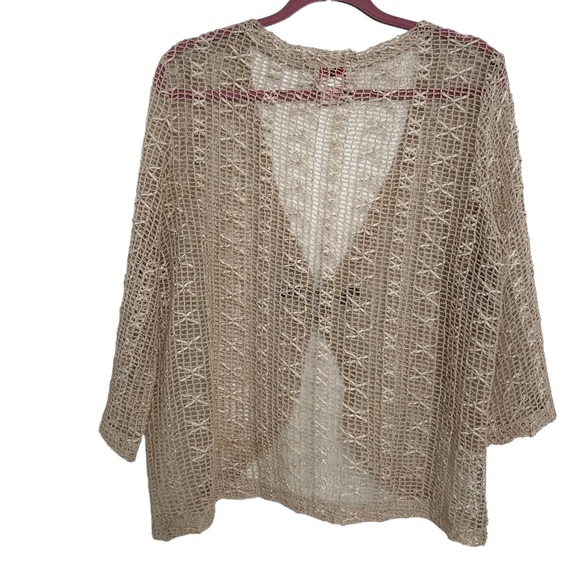 Toffee Apple Mesh Ribbon Wooden Button Closure Cardigan Sz OS - Picture 2 of 8